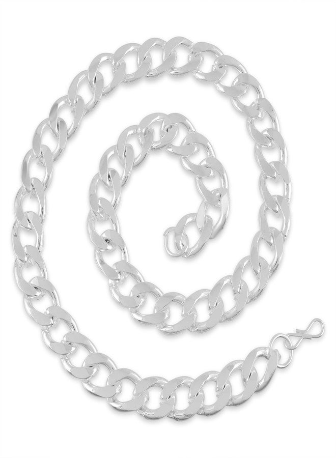Memoir Platinum Plated Heavy Brass Chain Necklace, Thick Curb Link Design, Anti-Tarnish Coating -20 Inch/ 82 Gms (NKNI8312) - Image 1