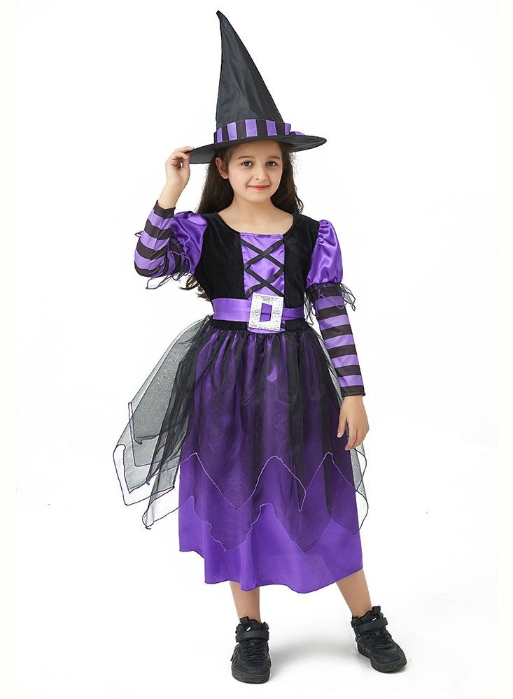 NIBEMINENT Halloween children's magic witch dress, puffy skirt, witch performance dress and dress - Image 1