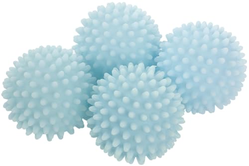 S&T INC. Reusable Plastic Dryer Balls, Fabric Softener for Laundry, Light Blue, 2.5 in, 4 Pack - Image 1