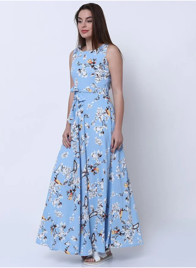 Tokyo Talkies Floral Print Sleeveless A-Line Maxi Dress by Styli