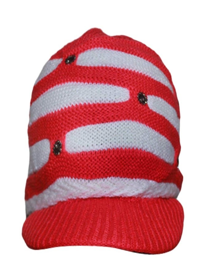 V3E قبعة شتوية دافئة من الصوف المحبوك للفتيات والنساء V3E (أحمر) - Image 2