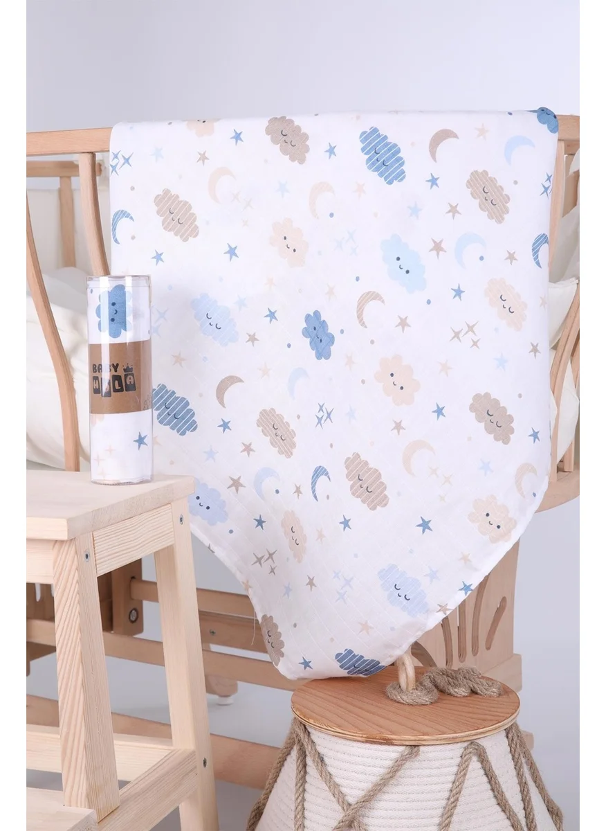 Baby Hola Baby Hola Babyhola Muslin Cover 80X80CM Cloud Pattern Organic Gift Breastfeeding Bottom Opening Newborn Stroller Cover