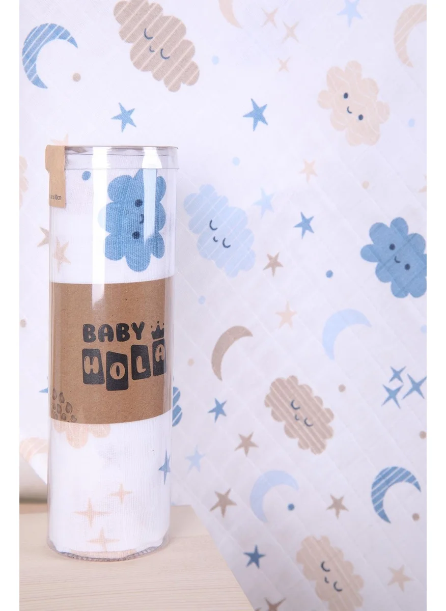 Baby Hola Baby Hola Babyhola Muslin Cover 80X80CM Cloud Pattern Organic Gift Breastfeeding Bottom Opening Newborn Stroller Cover