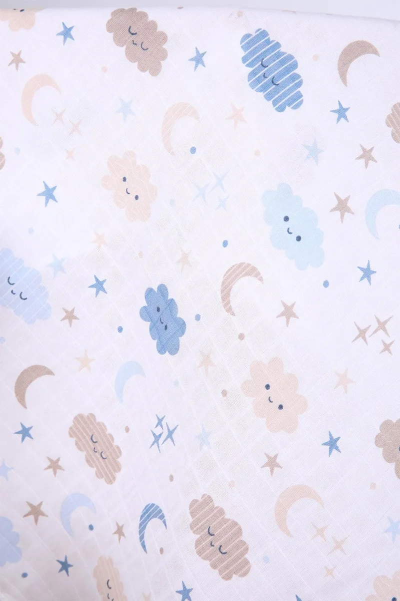 بيبي هولا Babyhola Muslin Cover 80X80CM Cloud Pattern Organic Gift Breastfeeding Bottom Opening Newborn Stroller Cover