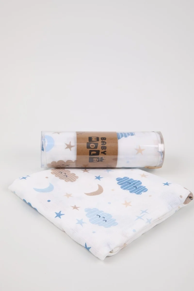 بيبي هولا Babyhola Muslin Cover 80X80CM Cloud Pattern Organic Gift Breastfeeding Bottom Opening Newborn Stroller Cover