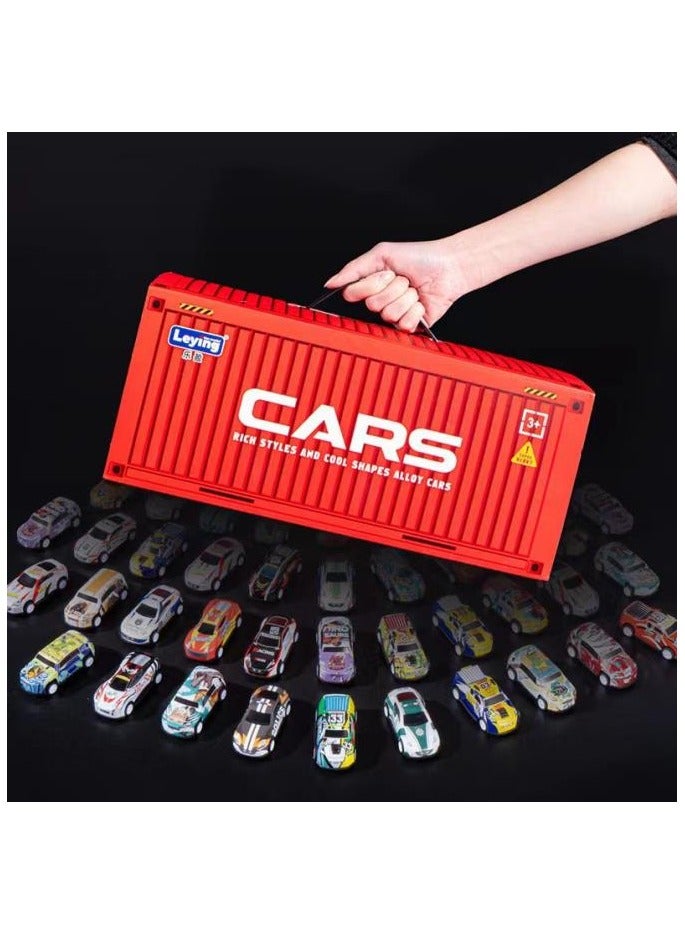 Toy Cars for Kids,48 Pull Back Race Cars Toys,Container Storage Box,Casting Metal Toy Cars Set,Dinosaur and Racing Pattern,Small Cars for Toddlers 3-12  - Image 1