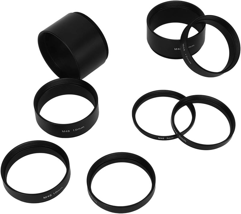 Dpofirs Astronomical Telescope M48 Threaded Extension Tube Kit | Aluminum Alloy, Eliminates Focusing Stray Light Issues, Variable Height (3-30mm), 8 Rings Included - Image 3