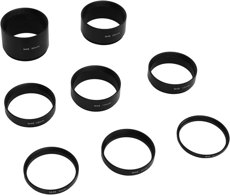 Dpofirs Astronomical Telescope M48 Threaded Extension Tube Kit | Aluminum Alloy, Eliminates Focusing Stray Light Issues, Variable Height (3-30mm), 8 Rings Included - Image 4