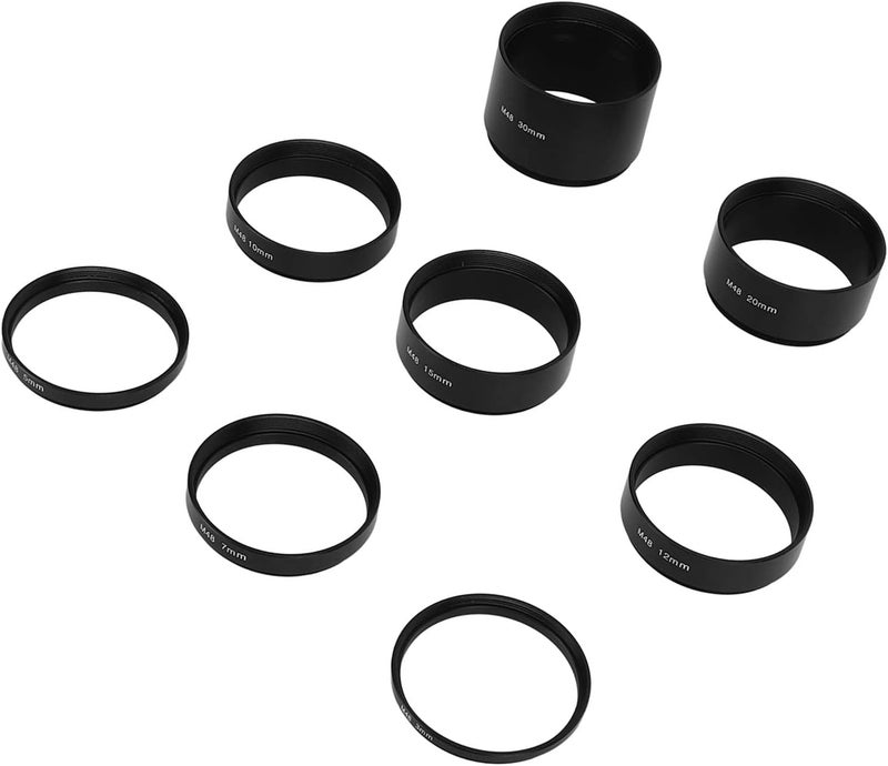 Dpofirs Astronomical Telescope M48 Threaded Extension Tube Kit | Aluminum Alloy, Eliminates Focusing Stray Light Issues, Variable Height (3-30mm), 8 Rings Included - Image 1