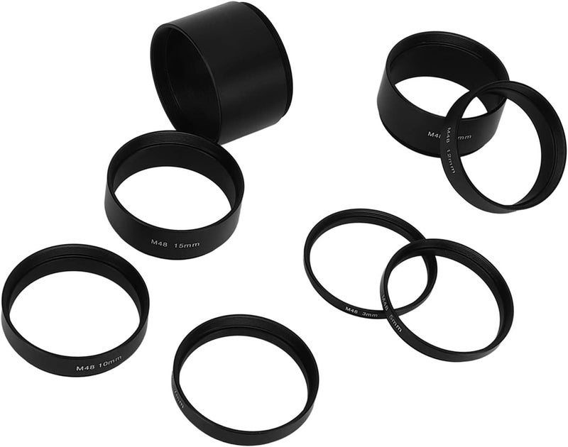 Dpofirs Astronomical Telescope M48 Threaded Extension Tube Kit | Aluminum Alloy, Eliminates Focusing Stray Light Issues, Variable Height (3-30mm), 8 Rings Included - Image 2