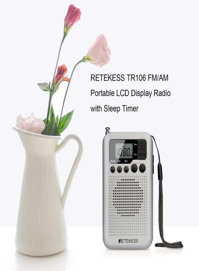 Retekess TR106 FM/AM Portable Radio with LCD Display with Sleep Timer Pocket Radio Receiver MP3 Player - Image 3