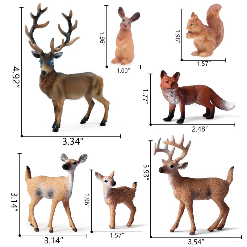 SIENON 7Pcs Forest Animals Figures Toys  Woodland Animals Figurines  Miniature Animals Toys with Deer Family  Elk  Fox  Rabbit  Squirrel for Woodland Theme Cake Cupcake Toppers Christmas Party D?cor - Image 2