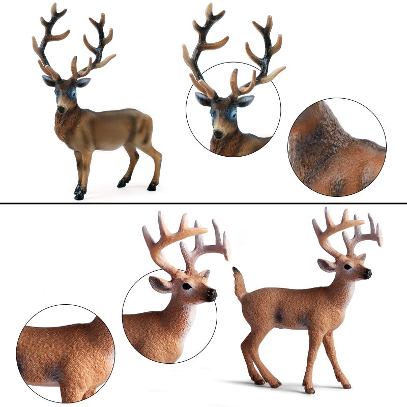 SIENON 7Pcs Forest Animals Figures Toys  Woodland Animals Figurines  Miniature Animals Toys with Deer Family  Elk  Fox  Rabbit  Squirrel for Woodland Theme Cake Cupcake Toppers Christmas Party D?cor - Image 1