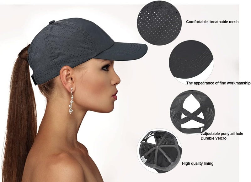 Bucaum Cross Hat Womens Baseball Cap -Cross Ponytail Hat Baseball Cap - Image 4
