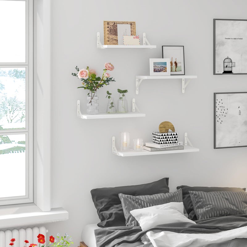 YGEOMER Floating Shelves for Wall, Different Sizes White Wall Shelves for Living Room, Bathroom, Bedroom, Kitchen, Home Decor (Set of 4) - Image 5