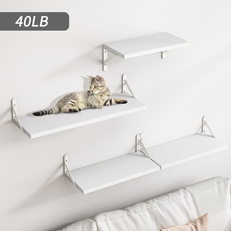 YGEOMER Floating Shelves for Wall, Different Sizes White Wall Shelves for Living Room, Bathroom, Bedroom, Kitchen, Home Decor (Set of 4) - Image 2
