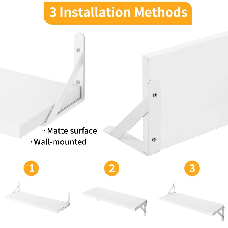 YGEOMER Floating Shelves for Wall, Different Sizes White Wall Shelves for Living Room, Bathroom, Bedroom, Kitchen, Home Decor (Set of 4) - Image 4
