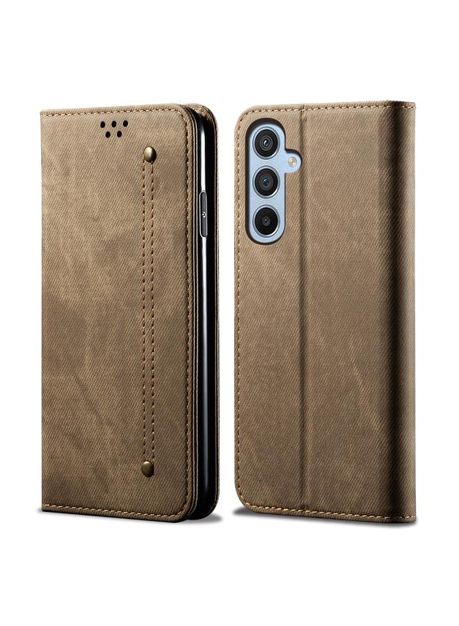 اس-توب جراب لهاتف Samsung Galaxy A56 5G بتصميم كاجوال من قماش الدنيم مع قلاب أفقي من الجلد - Image 1