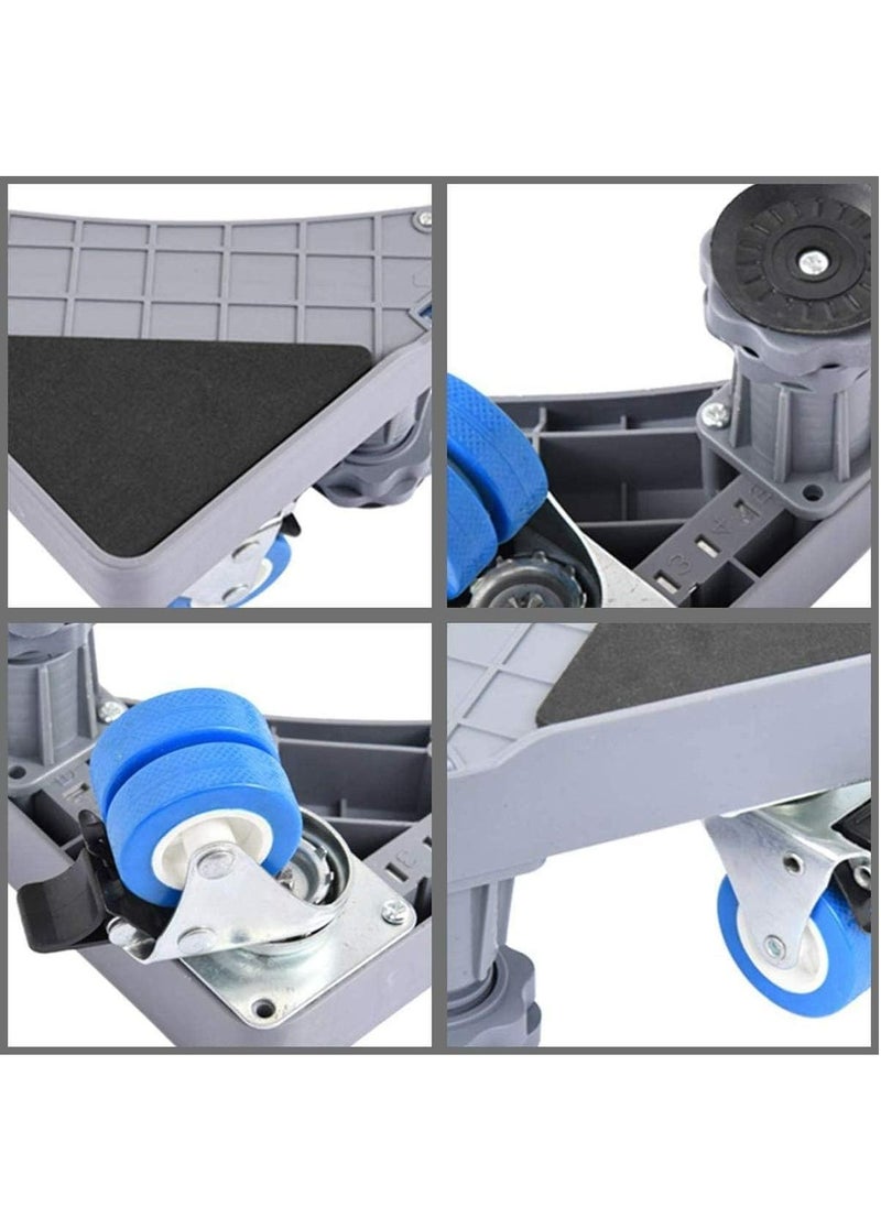 Arabest - Multi-functional Double Tube Washing Machine Base, Refrigerator Stand with Movable Roller, Grey - 8 Strong Feet & 4 Locking Rubber Swivel - Image 1