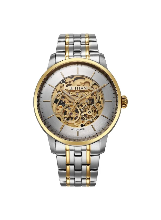تيتان Men's Stainless Steel Automatic Watch 90110BM01 - 44 mm