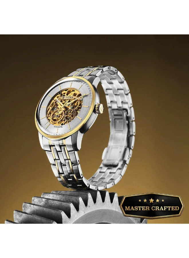 تيتان Men's Stainless Steel Automatic Watch 90110BM01 - 44 mm