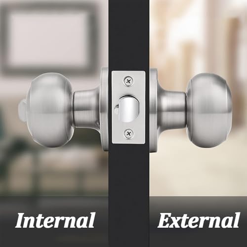 Keweilian High-Security Stainless Steel Round Ball Door Handle with Lock & Key,Door knob for Front Door, Bedroom, and Interior, Easy Installation(Silver) - Image 4