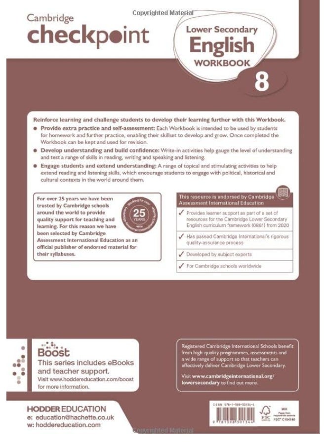 Cambridge Checkpoint Lower Secondary English Workbook 8: Second Edition - Image 2