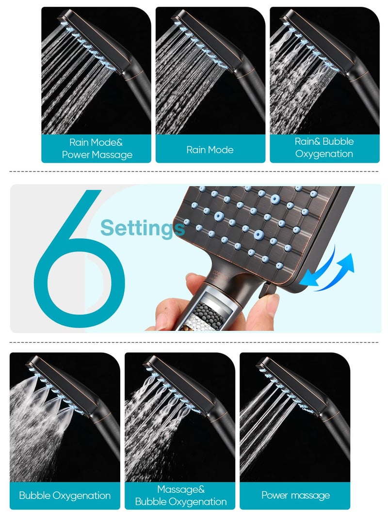 Cobbe Filtered Shower Head with Handheld, High Pressure 6 Spray Mode Showerhead with Filters, Water Softener Filters for Hard Water - Remove Chlorine - Reduces Dry Itchy Skin, Oil Rubbed Bronze - Image 4