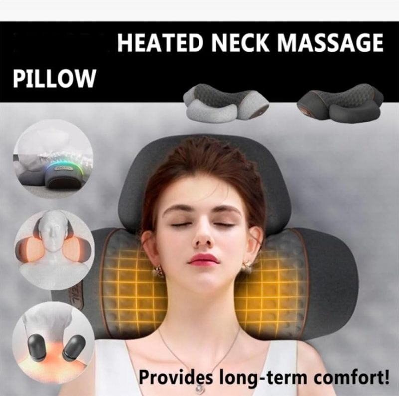 3 In 1 Heated Neck Massager Light Gray: 26° Cervical Traction, Electric Airbag Lifting, Simulated Muscle Relaxation Massage for Neck Shoulder Back Pain Relief, Home Office Travel Use - Image 3