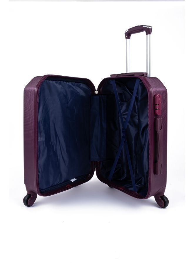 ليمرا طقم شنط سفر مكون من 5 حقائب أمتعة بعجلات و بتصميم صلب عنابي - Image 4