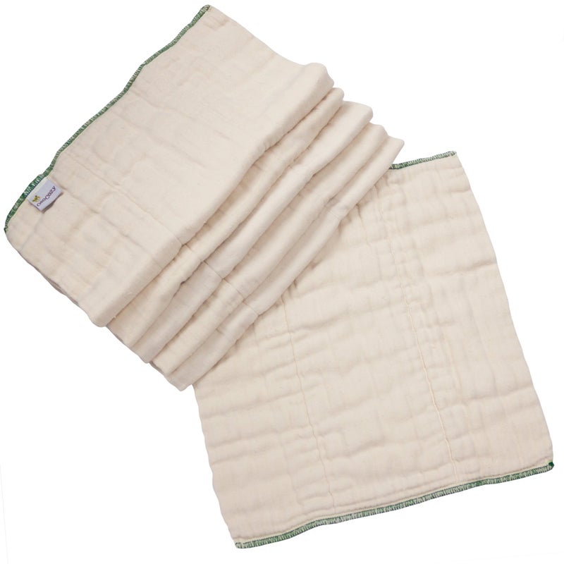 OsoCozy Organic Cotton Prefold Cloth Diapers Better Fit Large 4x8x4 Layering (6pk) - Super-Soft, Thick, Absorbent and Durable. Unbleached Natural Color. Fits 14-30 lbs. - Image 2