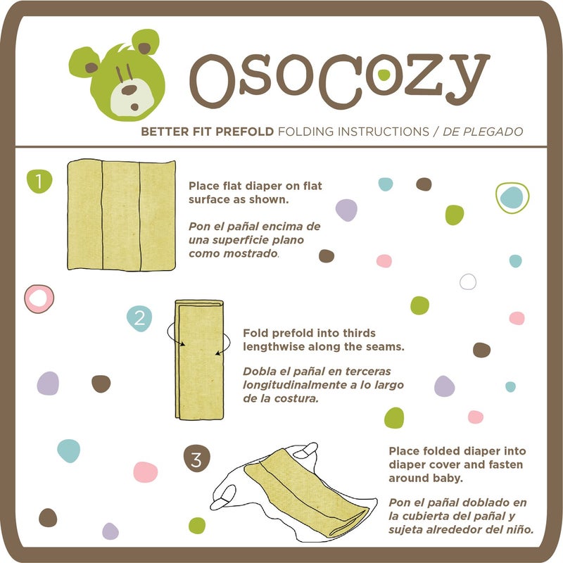 OsoCozy Organic Cotton Prefold Cloth Diapers Better Fit Large 4x8x4 Layering (6pk) - Super-Soft, Thick, Absorbent and Durable. Unbleached Natural Color. Fits 14-30 lbs. - Image 4
