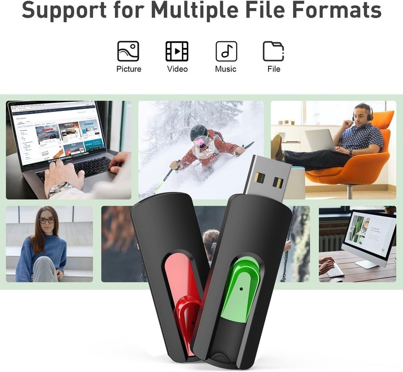 Aiibe 128GB USB Flash Drive 5 Pack - Red, Green, Cyan, Yellow, Purple - Image 4