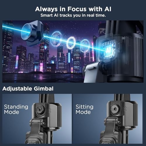 HIFFIN H8 AI-Powered 360° Auto Face Tracking Selfie Stick Tripod | 63-inch/160 cm Long Aluminium Extension Stand for Mobile & Camera | Quad-Leg Stability, Auto Rotation for Vlogging & Shooting - Image 4