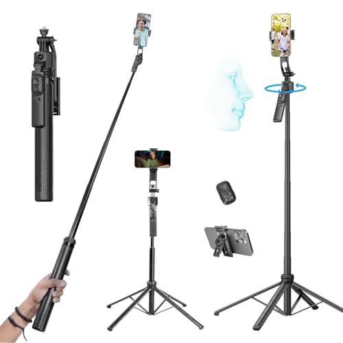 HIFFIN H8 AI-Powered 360° Auto Face Tracking Selfie Stick Tripod | 63-inch/160 cm Long Aluminium Extension Stand for Mobile & Camera | Quad-Leg Stability, Auto Rotation for Vlogging & Shooting - Image 1