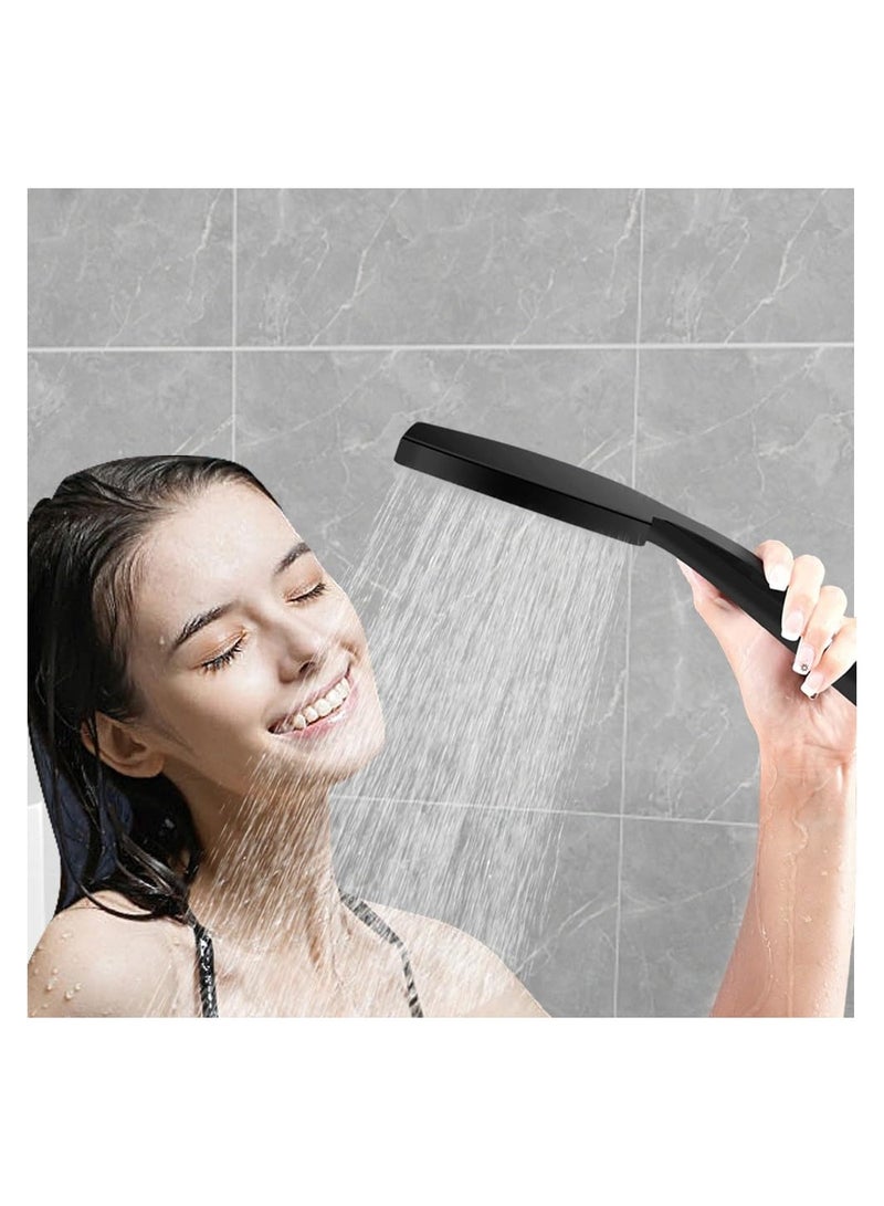 Shower Head Pressurized Heads with 6 Settings Spray Mode Square Power Universal Water Saving Large Black - Image 2