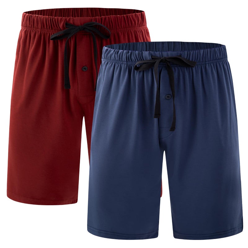 BAMBOO COOL Menâ€™s Pajama Shorts Soft Sleep Shorts Comfy Lounge Pajama Bottoms with Pockets (2 Pack) - Image 1