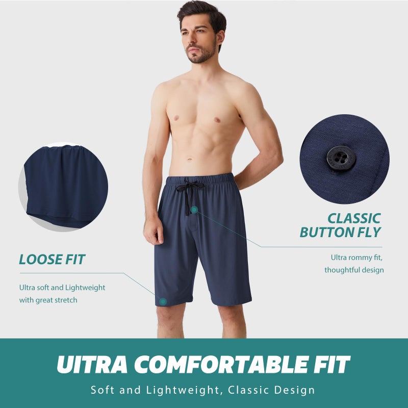 BAMBOO COOL Menâ€™s Pajama Shorts Soft Sleep Shorts Comfy Lounge Pajama Bottoms with Pockets (2 Pack) - Image 2