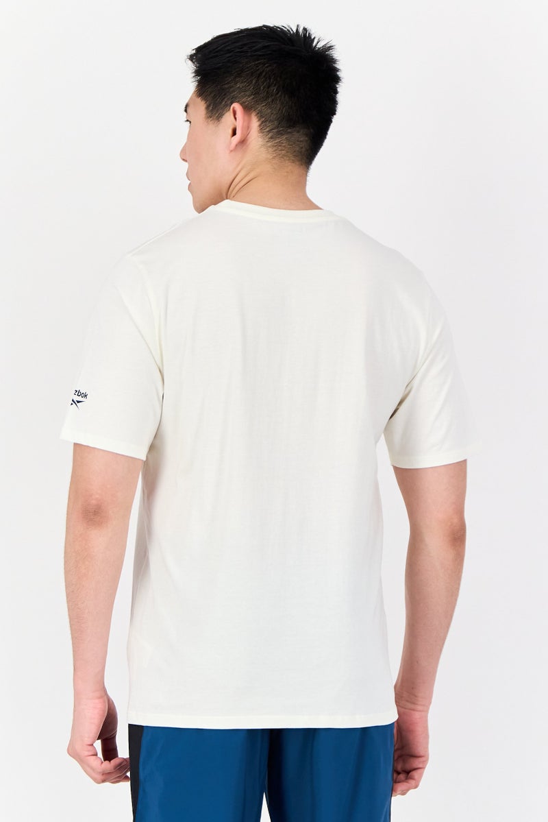 Reebok Men Sportswear Fit Short Sleeve Outdoor T-Shirt, Off White - Image 3