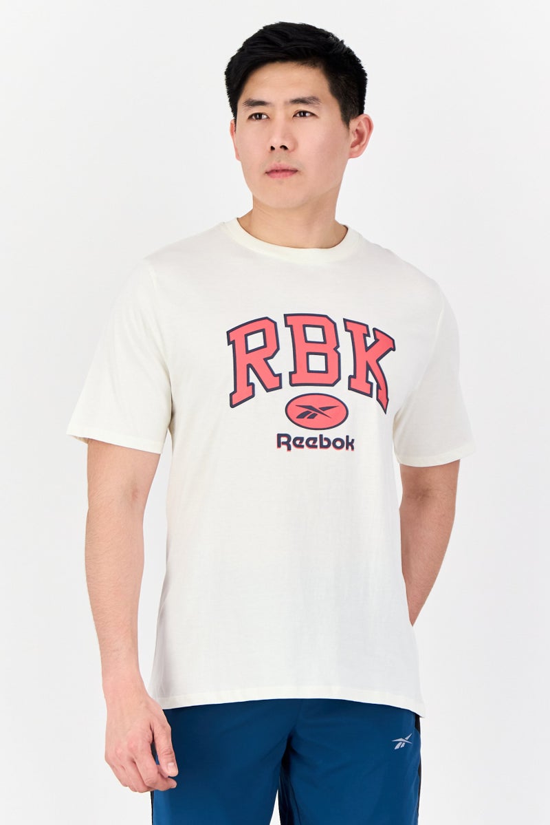 Reebok Men Sportswear Fit Short Sleeve Outdoor T-Shirt, Off White - Image 1