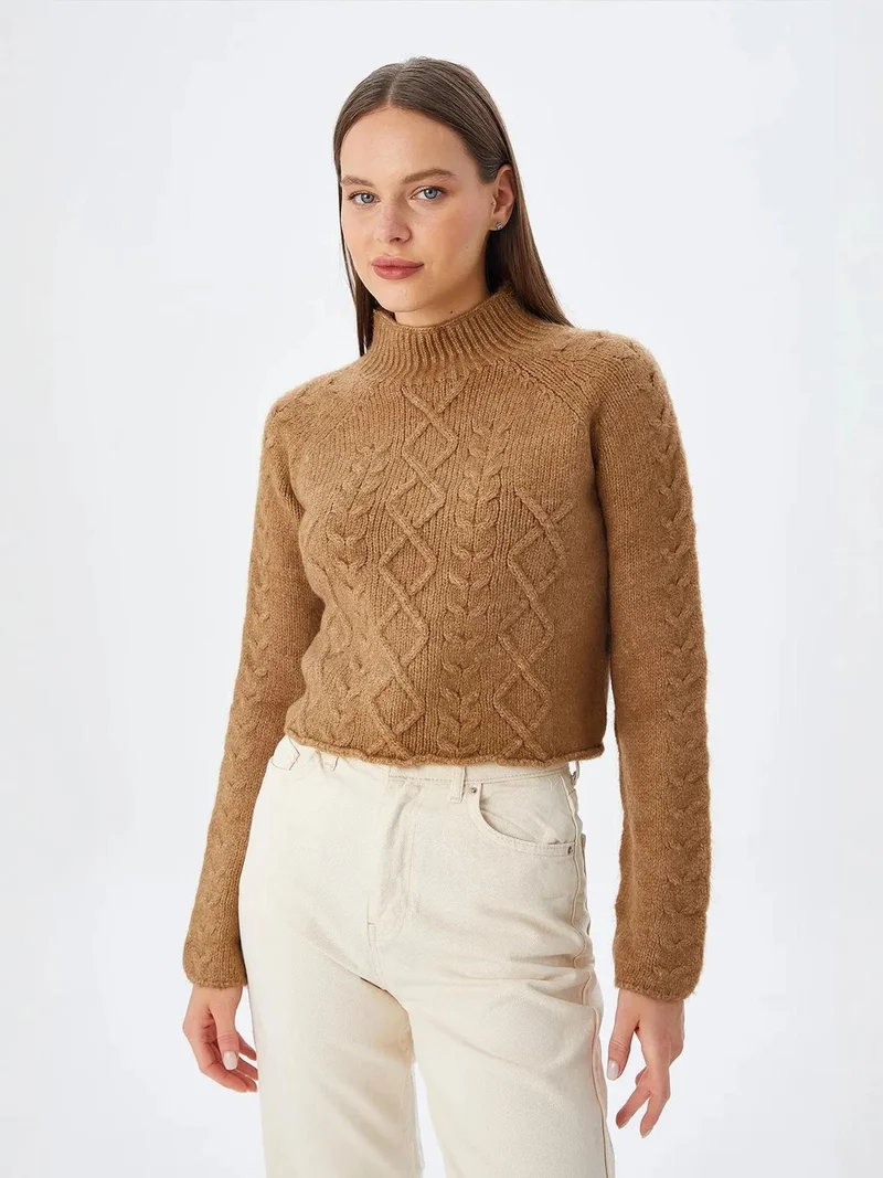MixRay Mixray Thick Ribbed Half Turtleneck Knit Sweater