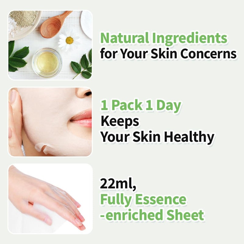 EUNYUL [PACK OF 10] Natural Sheet Mask Pack 10 types Korean Skincare Facial Mask Pack/Aloe, Collagen, Pearl, Hyaluron, Avocado, Pomegranate, Vitamin, Blueberry, Green Tea, Cucumber - Image 3