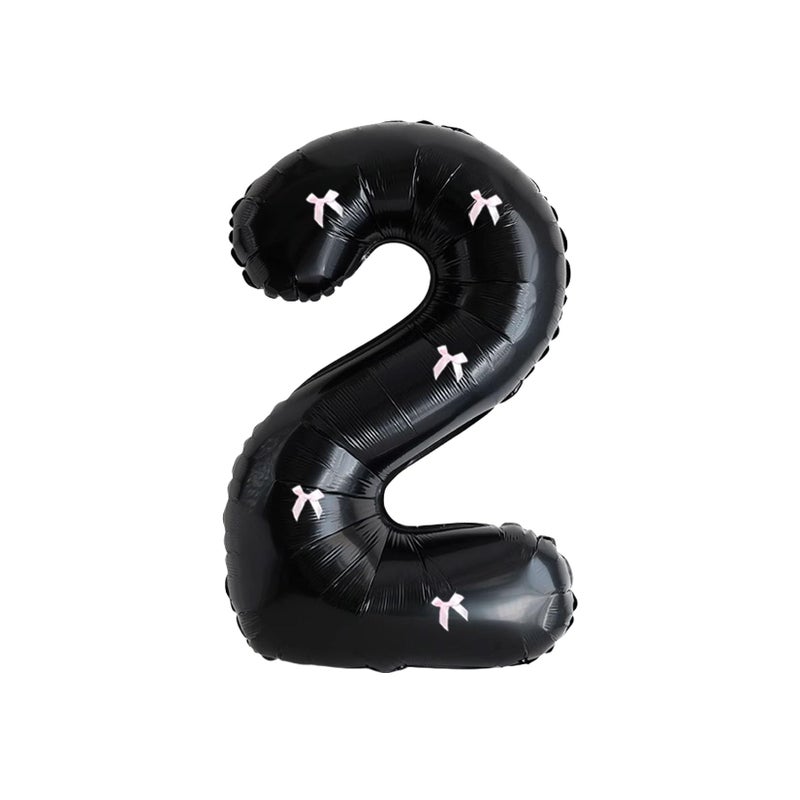 PLAP Birthday Number Balloon Bow Black Party Supplies 32 "Birthday Number Decoration (Number 2) - Image 1