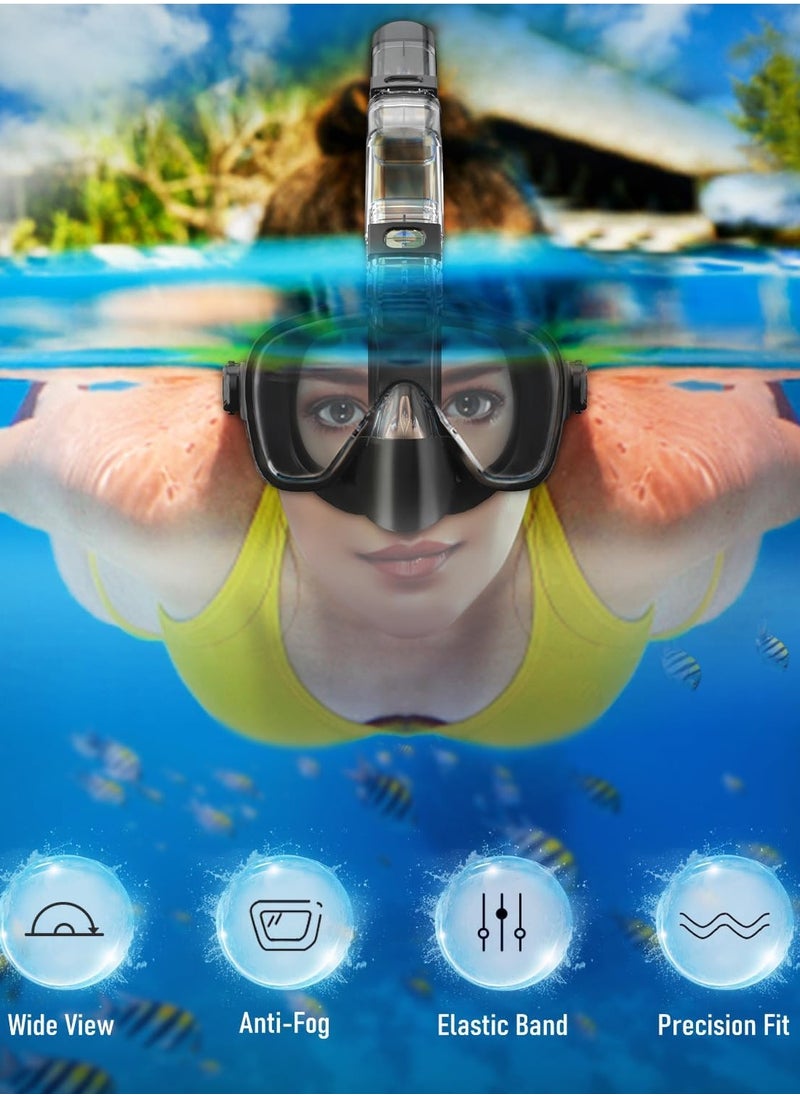 Necomi - Snorkeling Mask, Diving Mask, Silicone Skirt Tempered Glass Diving Goggle, Anti-fog and Leak-proof, With Camera Mount, 180° Folding Panoramic Diving and Snorkeling Goggles, Adult Teenager Swimming Goggles, For Diving, Snorkeling, Swimming - Image 1
