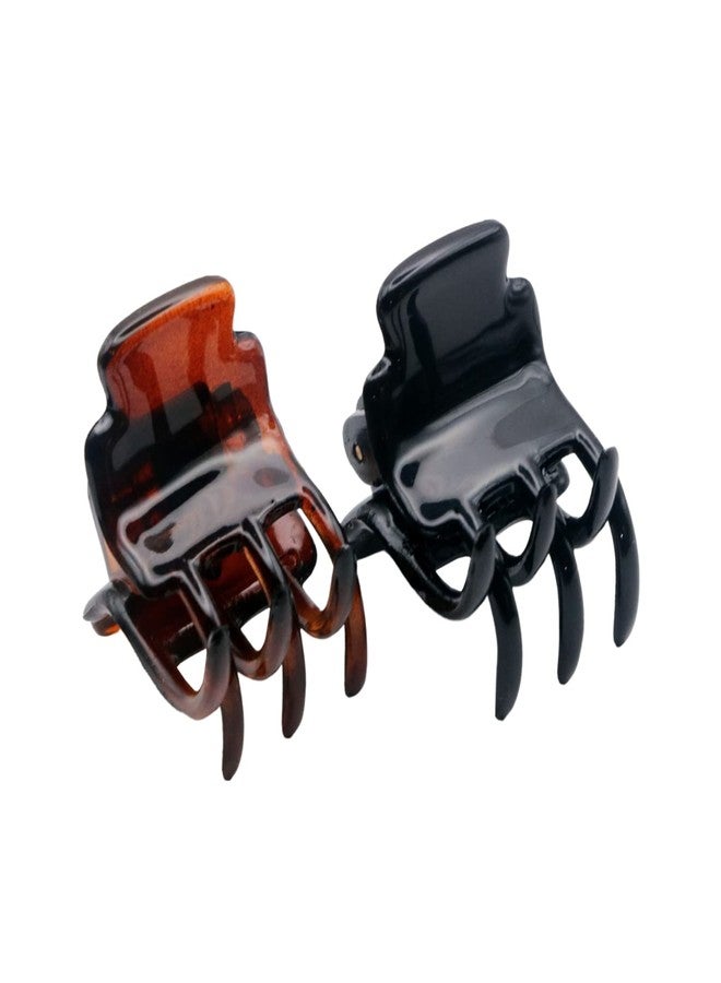 Parcelona French Glossy Square Very Small 3/4" Celluloid Set of 2 No Slip Grip Covered Spring Jaw Hair Claw Durable Styling Hair Accessories Women Strong Hold Girls Hair Claw Clips, Made in France - Image 1