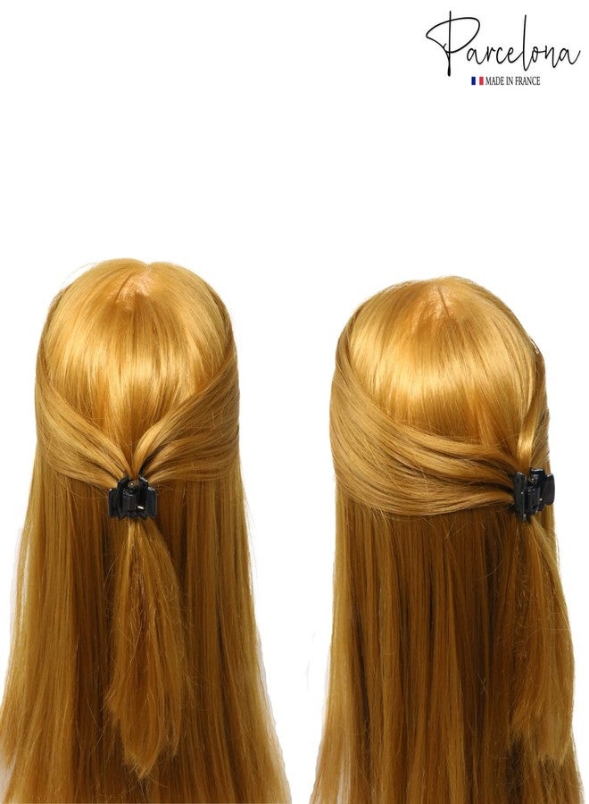 Parcelona French Glossy Square Very Small 3/4" Celluloid Set of 2 No Slip Grip Covered Spring Jaw Hair Claw Durable Styling Hair Accessories Women Strong Hold Girls Hair Claw Clips, Made in France - Image 5