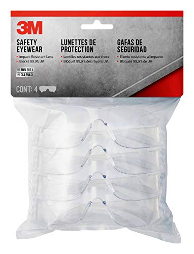 3M Indoor Safety Eyewear, Clear Lens, Contractor Pack, 4-Pack - Image 1
