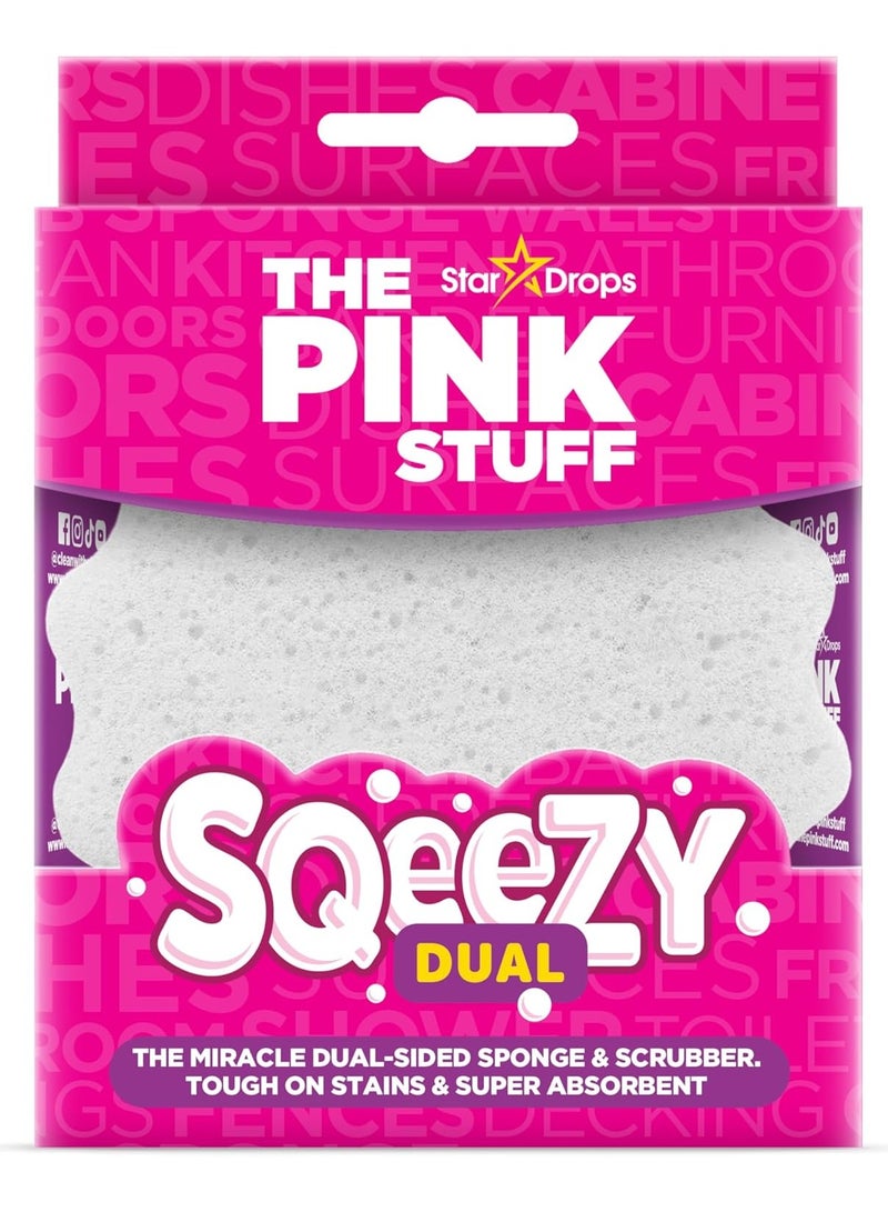 The Pink Stuff Dual Sided Sponge & Scrubber, Household Cleaning, Super Absorbent, Tough Scrubber, Leaping Bunny Approved, for Kitchen, Bathroom, Outdoor Surfaces