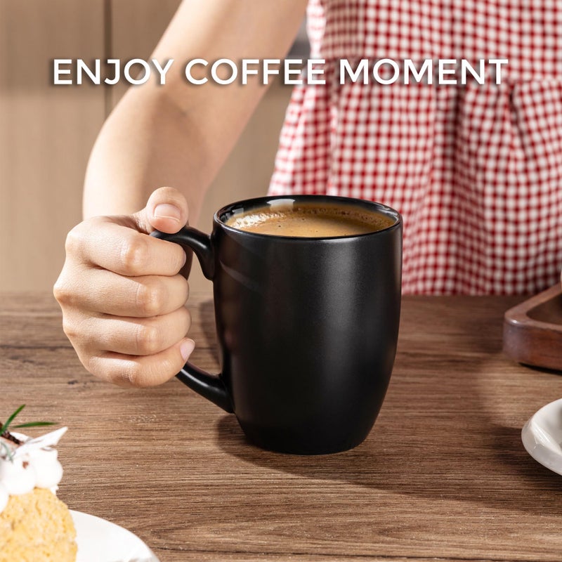 AmorArc 12oz Coffee Mugs Set of 6, Large Coffee Mugs for Men Women Dad Mom, Ceramic Coffee Cups with Large Handle for Tea/Latte/Cappuccino/Cocoa. Dishwasher&Microwave Safe, Matte Black - Image 5