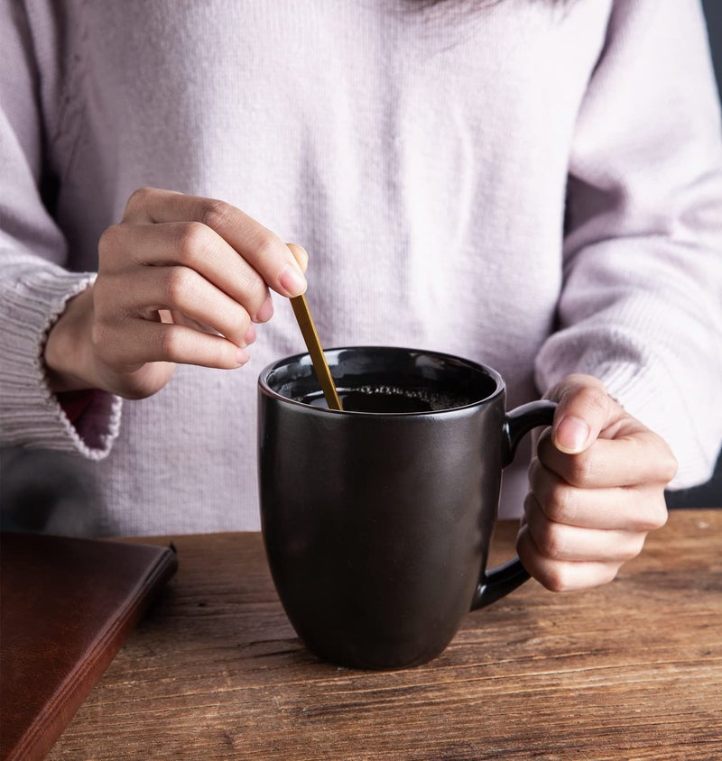 AmorArc 12oz Coffee Mugs Set of 6, Large Coffee Mugs for Men Women Dad Mom, Ceramic Coffee Cups with Large Handle for Tea/Latte/Cappuccino/Cocoa. Dishwasher&Microwave Safe, Matte Black - Image 2